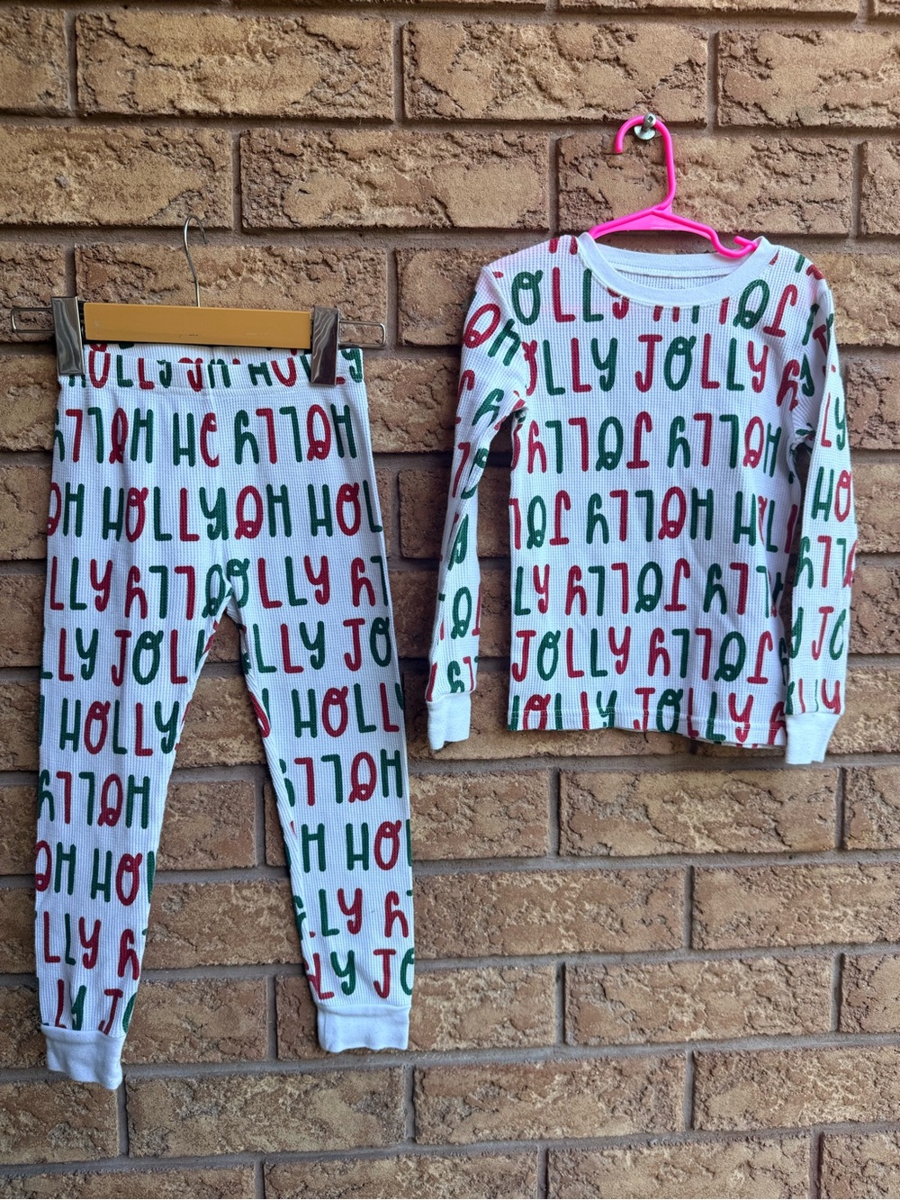 💫4/$25 • Carters Waffle Weave “Holly Jolly” Cotton Blend 2 Piece PJ Set